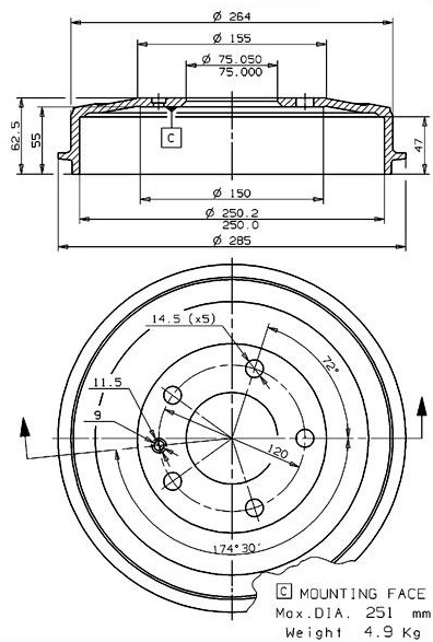 Brake Drum (627.0053)