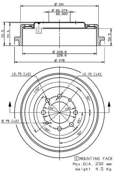 Brake Drum (627.0075)