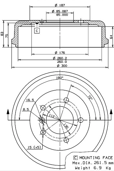 Brake Drum (627.0069)