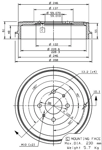 Brake Drum (627.0141)