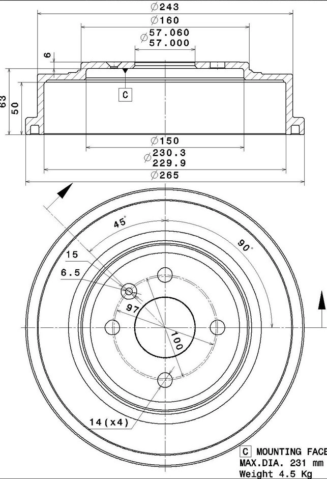 Brake Drum (627.0309)
