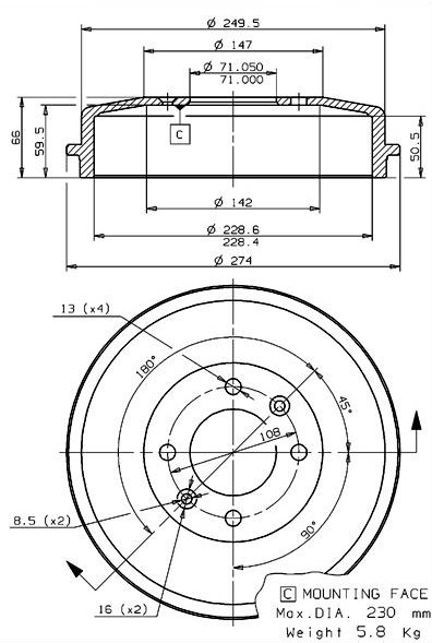 Brake Drum (627.0042)