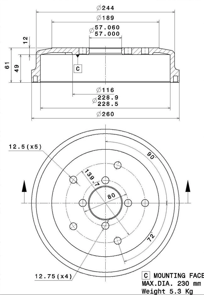 Brake Drum (627.0303)