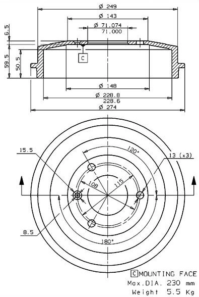Brake Drum (627.0043)