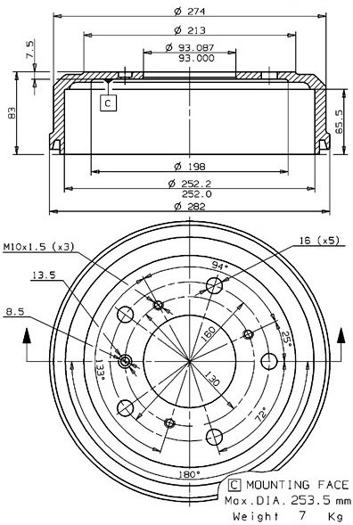 Brake Drum (627.0108)