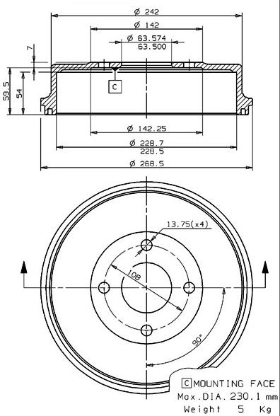 Brake Drum (627.0063)