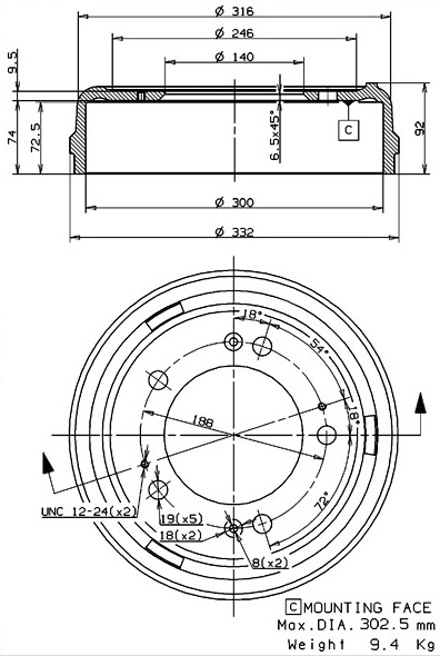 Brake Drum (627.0257)