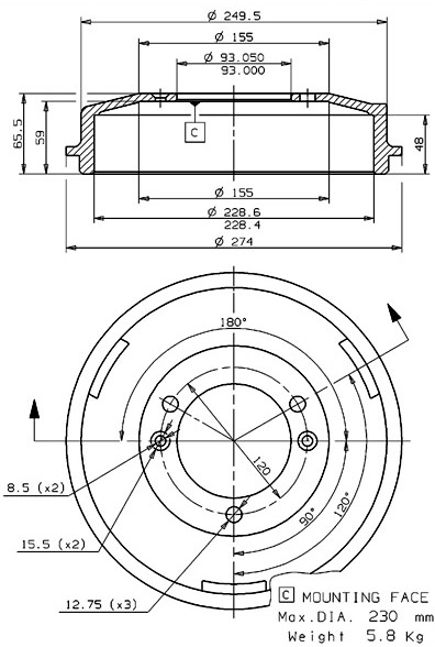 Brake Drum (627.0163)