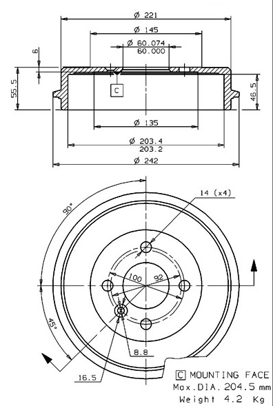 Brake Drum (627.0236)