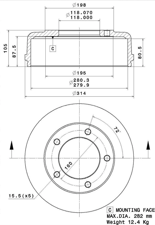 Brake Drum (627.0307)
