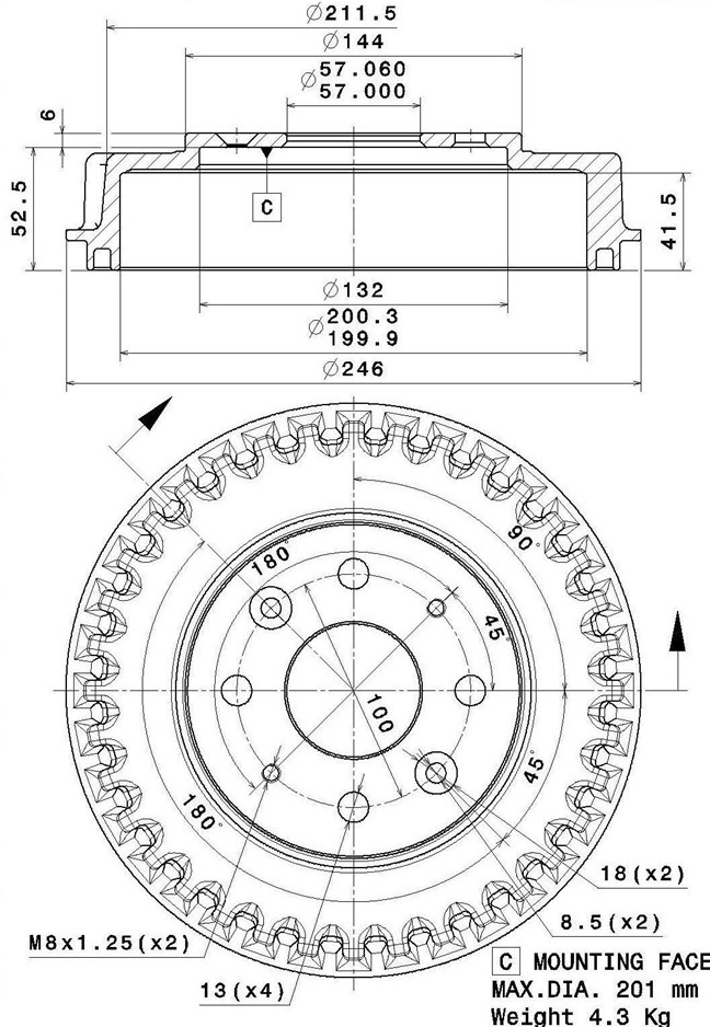 Brake Drum (627.0313)