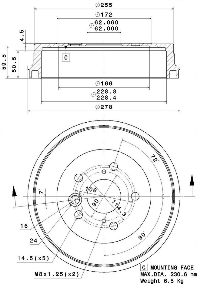 Brake Drum (627.0318)