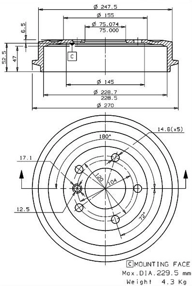 Brake Drum (627.0055)