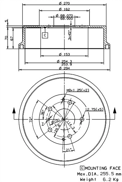Brake Drum (627.0254)
