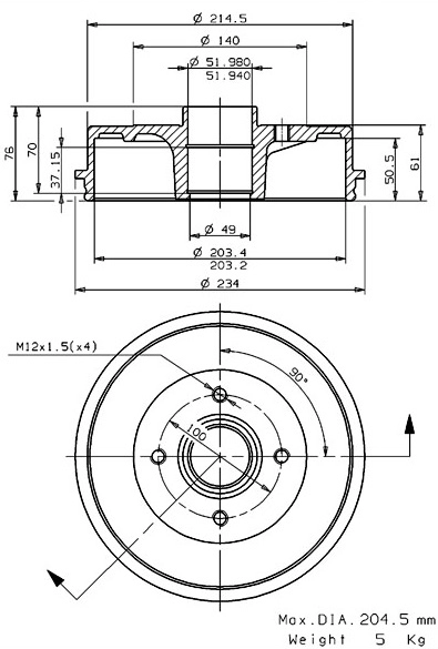 Brake Drum (627.0115)