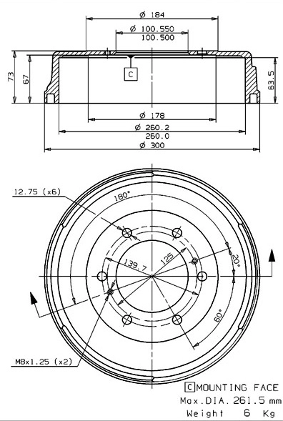 Brake Drum (627.0186)