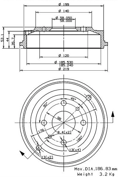 Brake Drum (627.0013)