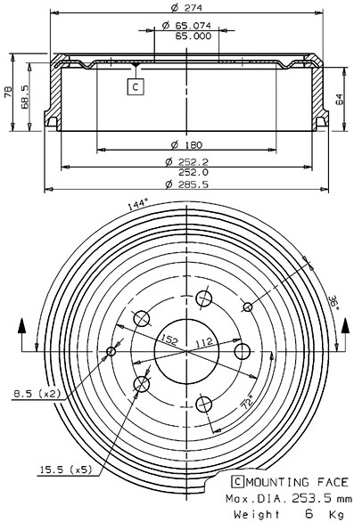 Brake Drum (627.0110)