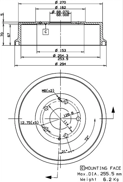 Brake Drum (627.0260)