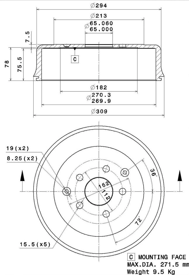 Brake Drum (627.0297)