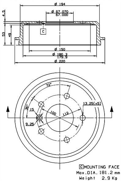 Brake Drum (627.0142)