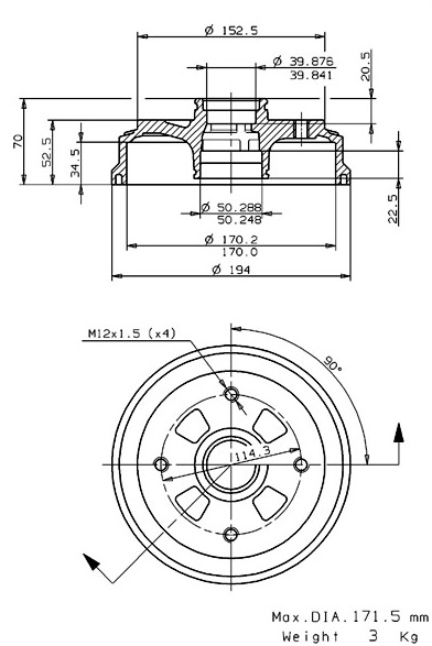 Brake Drum (627.0188)