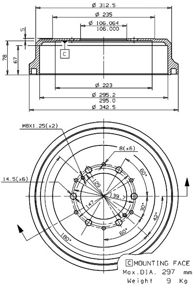 Brake Drum (627.0095)