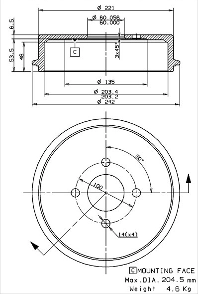 Brake Drum (627.0234)