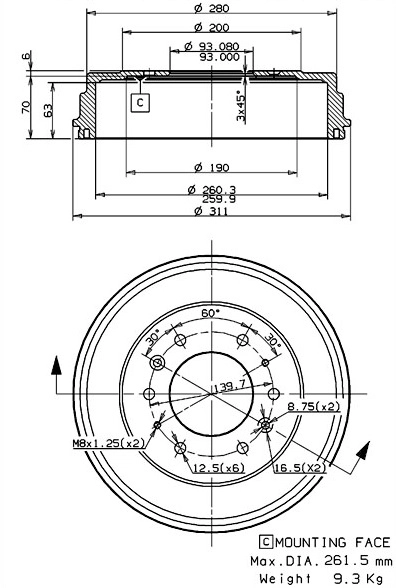 Brake Drum (627.0282)