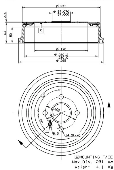 Brake Drum (627.0113)