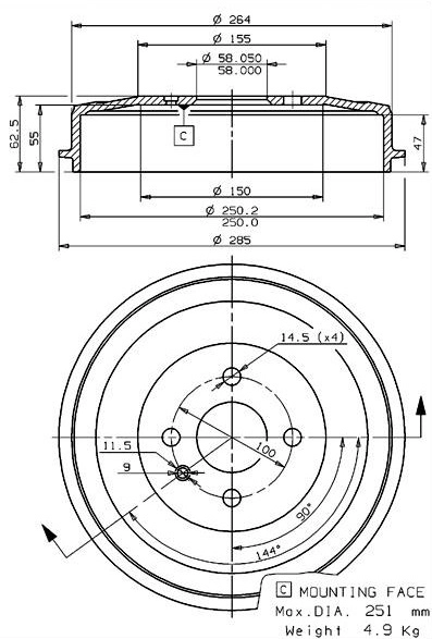 Brake Drum (627.0052)