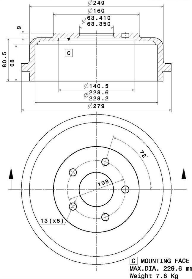 Brake Drum (627.0306)