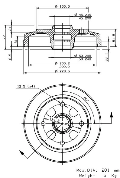 Brake Drum (627.0184)