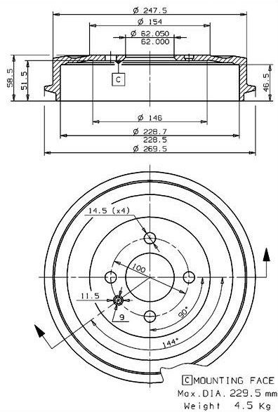 Brake Drum (627.0054)