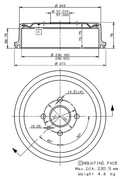 Brake Drum (627.0070)