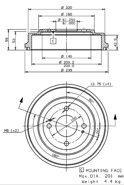 Brake Drum (627.0185)