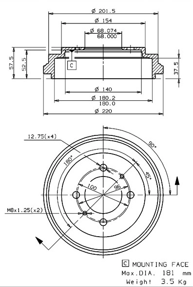 Brake Drum (627.0220)