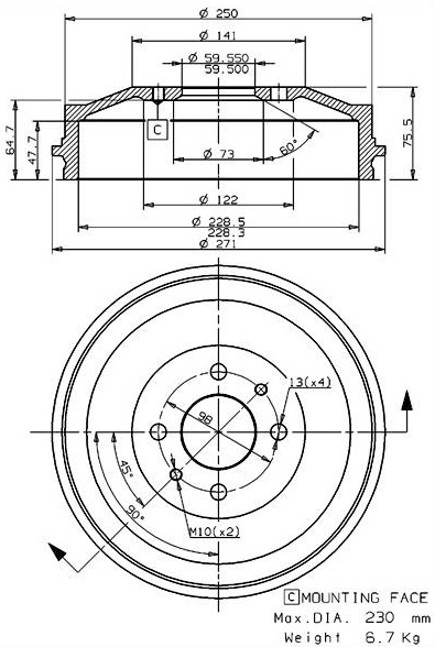 Brake Drum (627.0016)