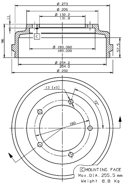 Brake Drum (627.0086)