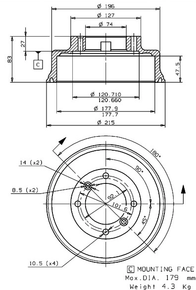Brake Drum (627.0154)