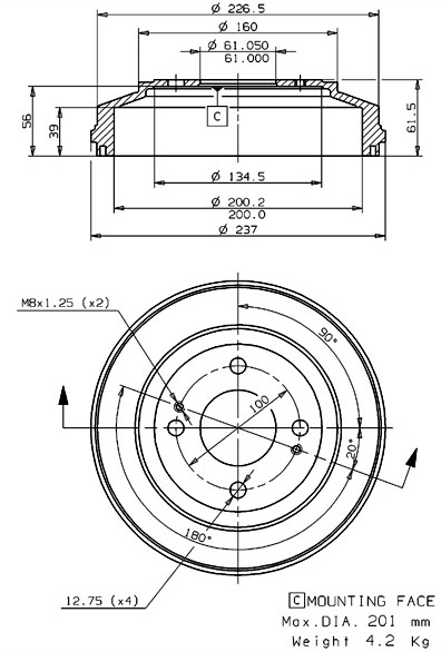 Brake Drum (627.0225)