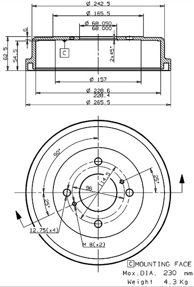Brake Drum (627.0165)