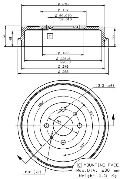 Brake Drum (627.0058)