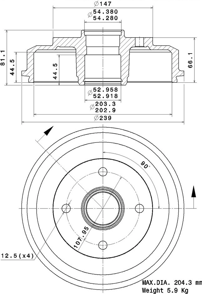 Brake Drum (627.0322)