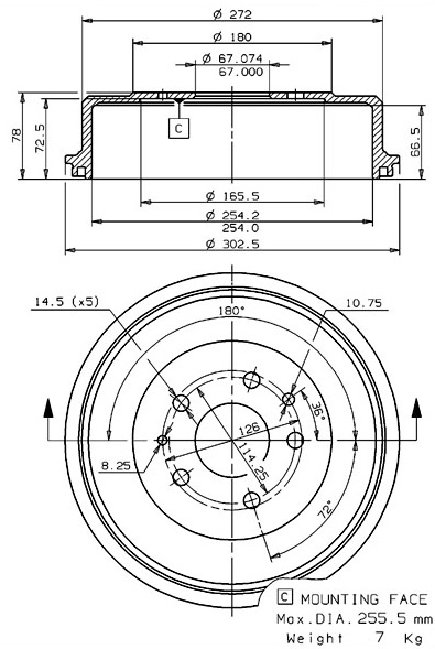Brake Drum (627.0109)