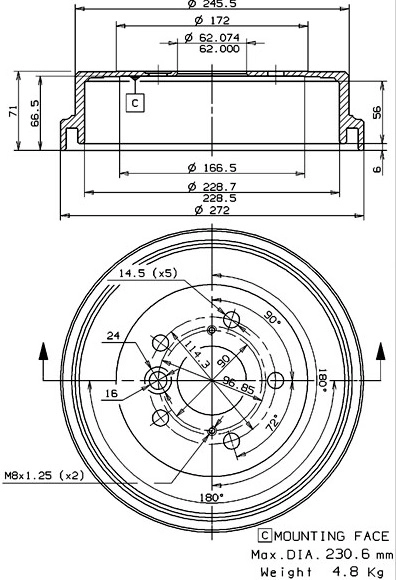 Brake Drum (627.0205)