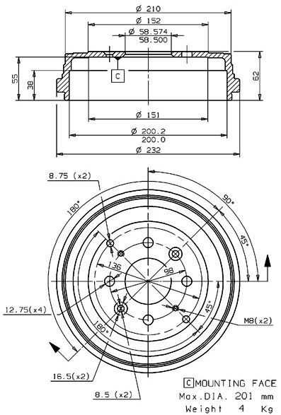 Brake Drum (627.0212)