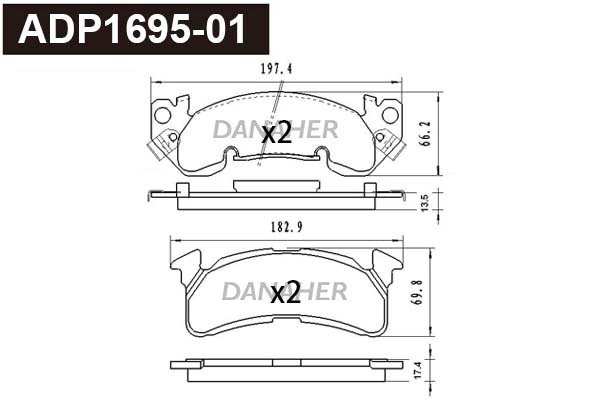 Brake Pad Set, disc brake (ADP1695-01)