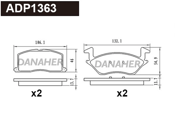 Brake Pad Set, disc brake (ADP1363)