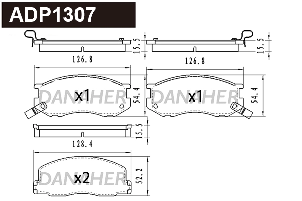 Brake Pad Set, disc brake (ADP1307)